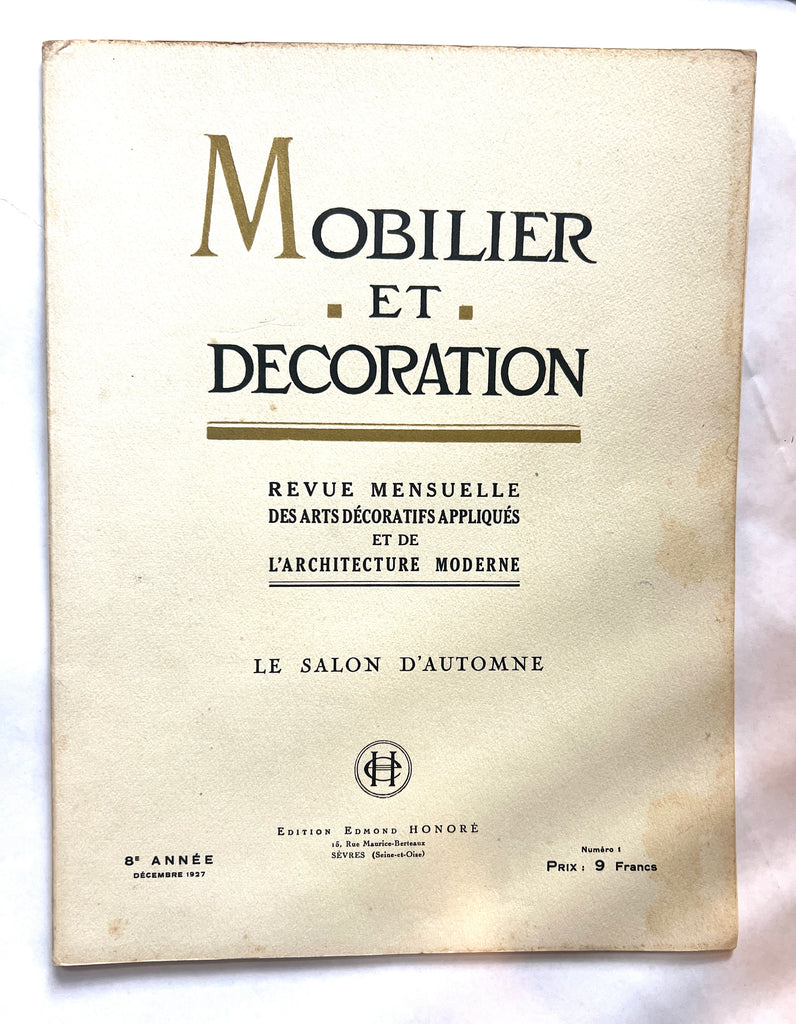 Mobilier et Decoration No. 1 Décembre 1927
