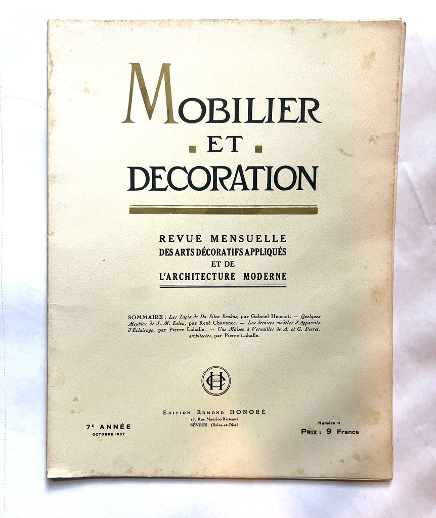 Mobilier et Decoration No. 11 Octobre 1927