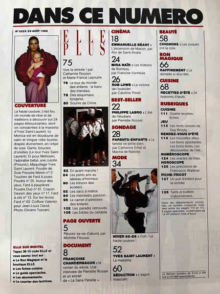 French Elle Magazine - 29 août 1988 - n.2225 – High Valley Books