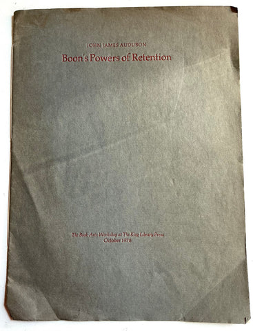 Boon's Powers of Retention by John James Audubon