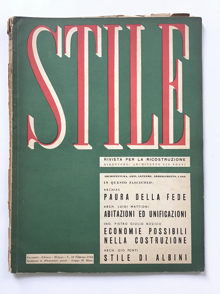 Stile 38 Febbrario 1944 gio ponti