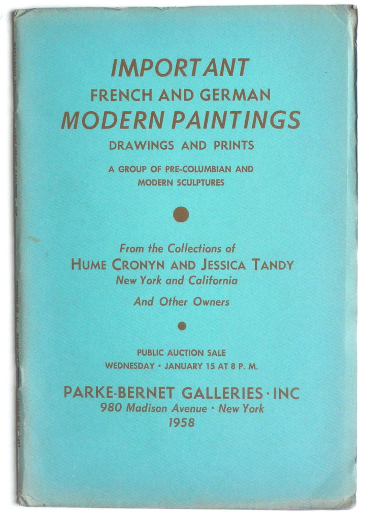 Important French and German Modern Paintings Drawings and Prints