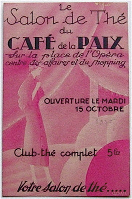 Menu  "The Salon de The du Cafe de la Paix"